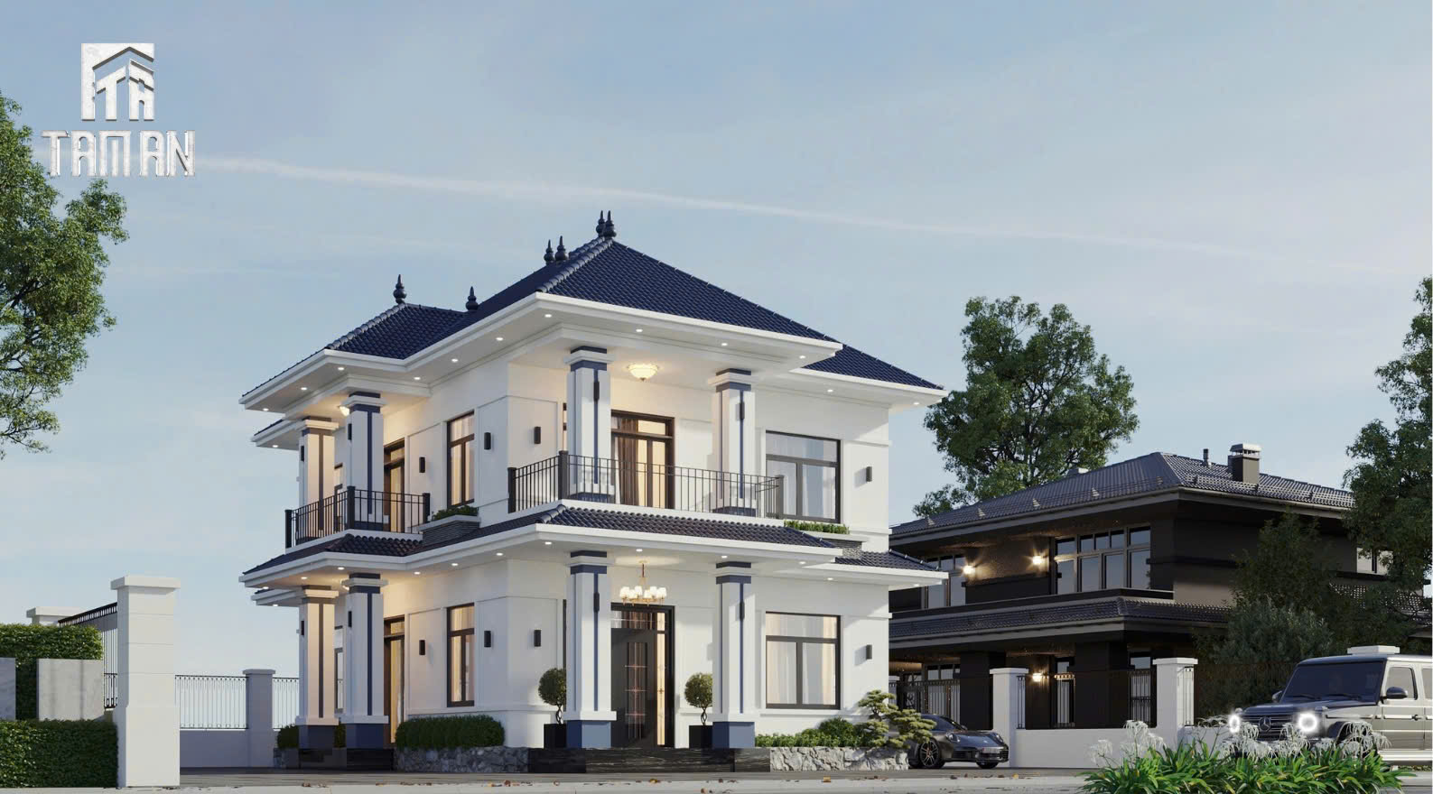 Sắc trắng trang nhã tôn lên vẻ thanh lịch của kiến trúc tân cổ điển