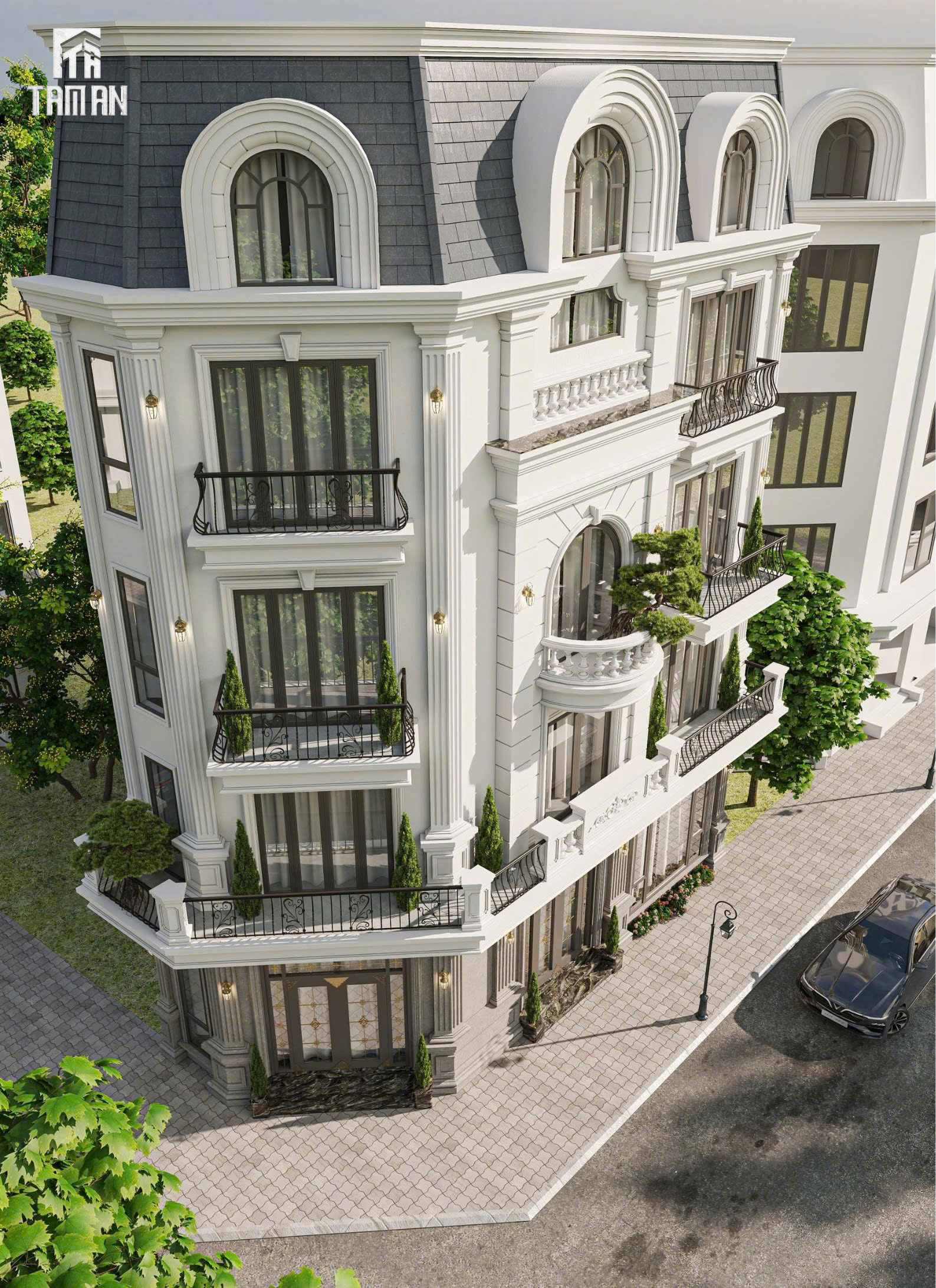 Ban công là điểm nhấn chính của mặt tiền được thiết kế kỹ lưỡng để không chỉ đẹp mà còn tối ưu về mặt sử dụng