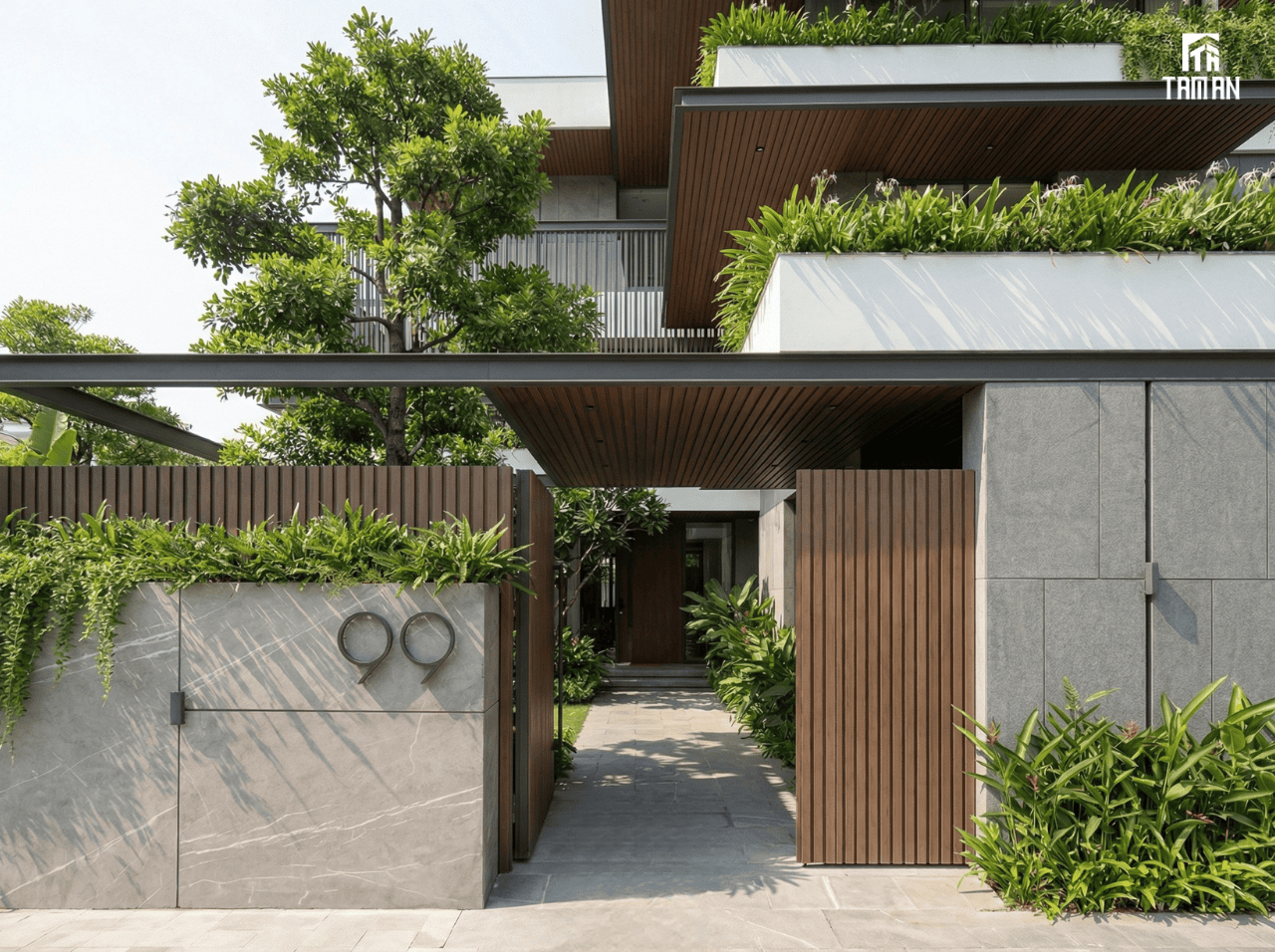 Cây xanh tô điểm vào bất cứ khoảng trống nào của ngôi nhà nhưng không gây cảm giác rối mắt, mất trật tự