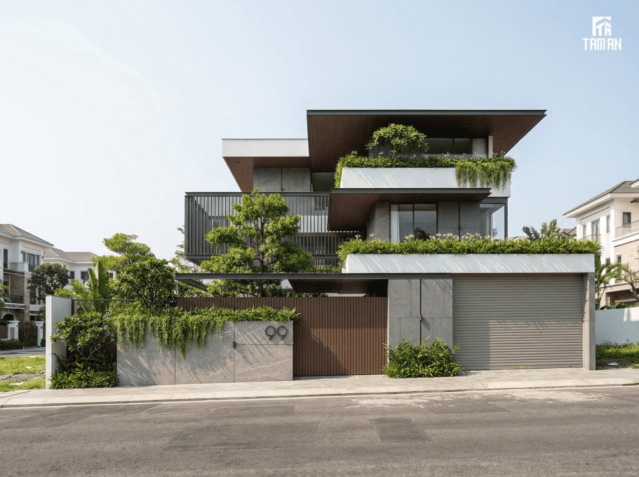 Sân thượng được tận dụng như là một khu vực thư giãn của cả gia đình