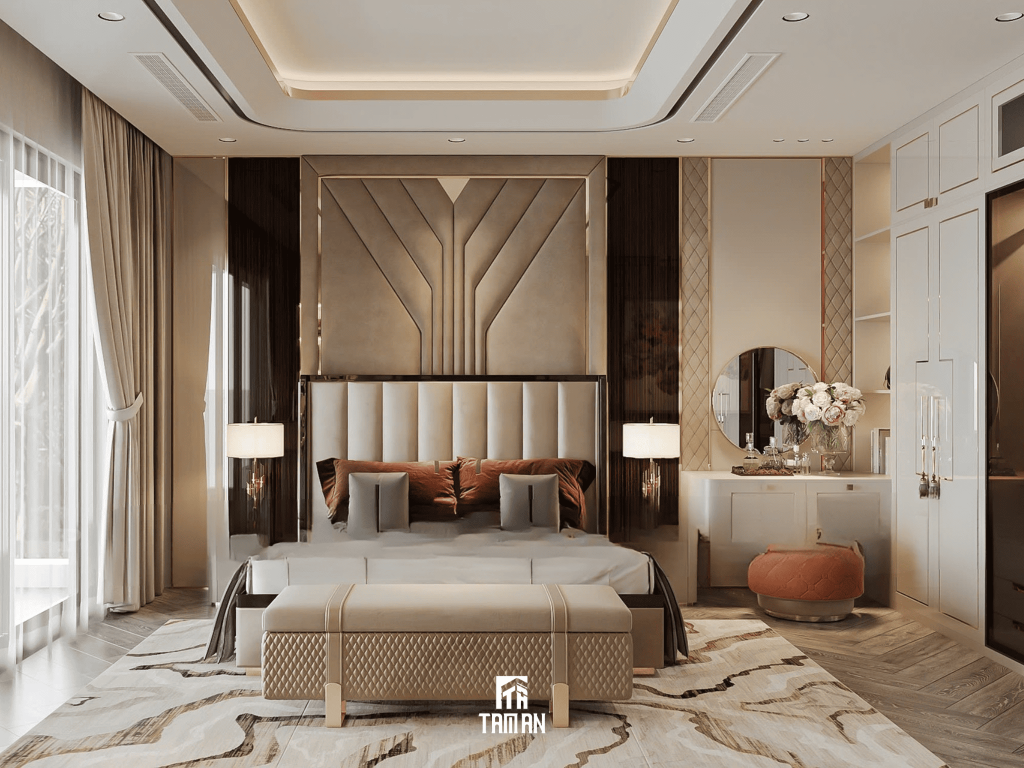 Phòng khách vẫn giữ đúng tinh thần luxury và tạo cảm giác thoải mái cho gia chủ