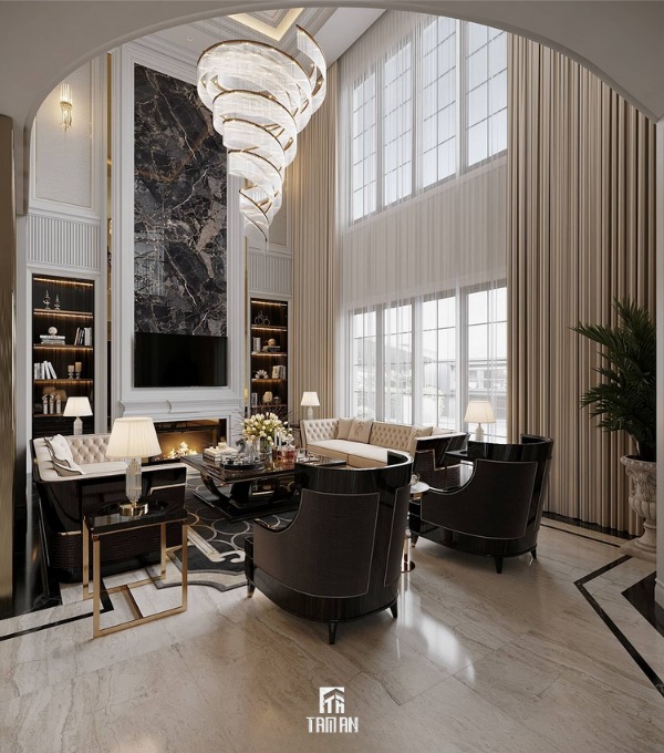 Đá là vật liệu làm tôn lên vẻ tinh thế nhưng không kém phần quyền lực của ngôi nhà