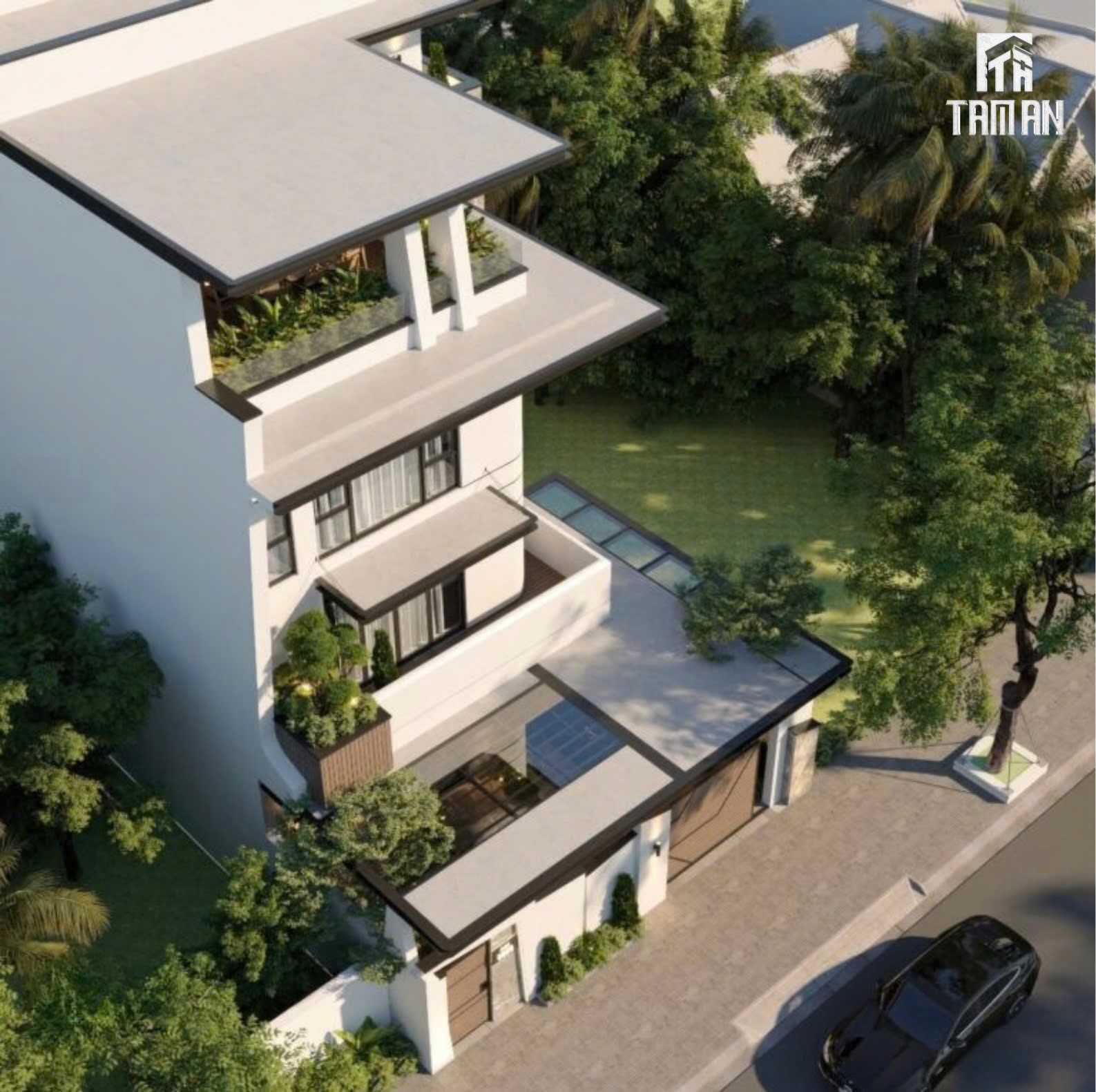 Sự kết hợp vật liệu tạo nên tổng thể hài hòa và tối ưu công năng ngôi nhà