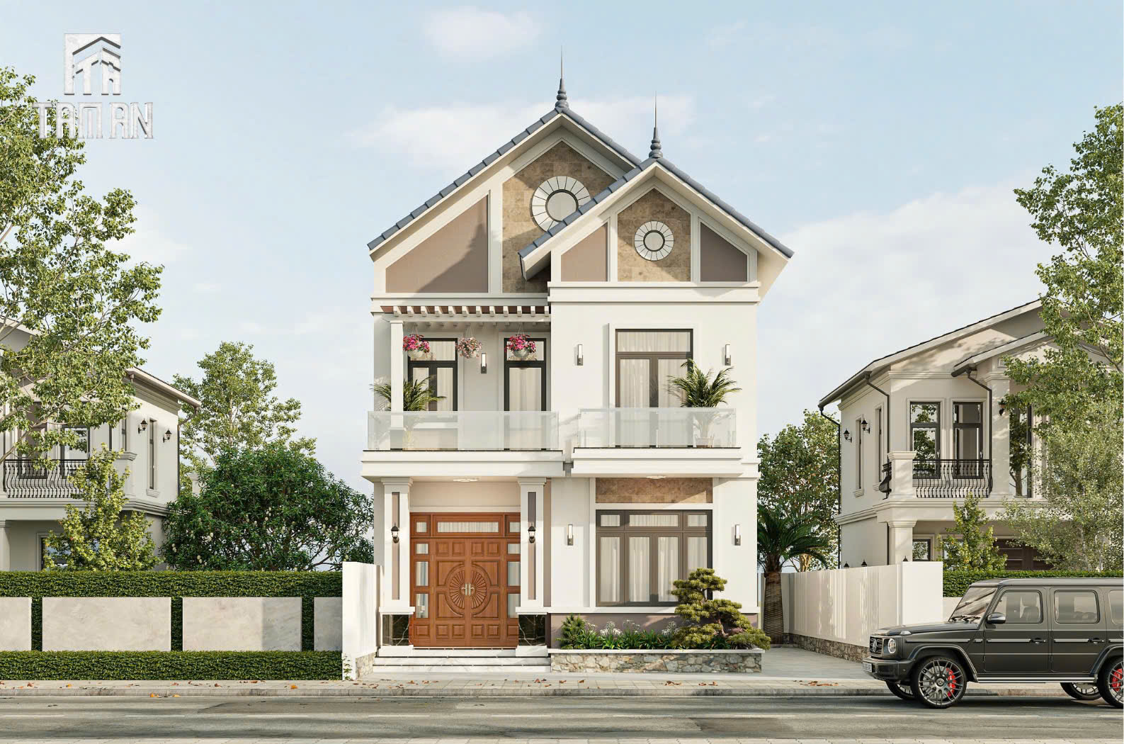 Những mảng xanh hài hoà với kiến trúc tổng quan