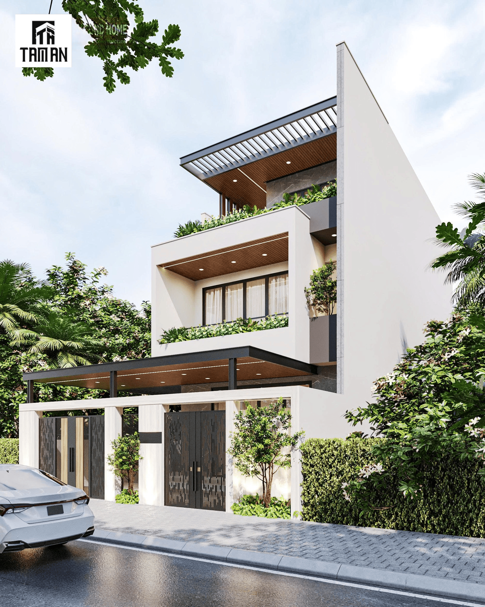 Các khối nhà được xếp chồng lên nhau là điểm độc đáo của công trình kiến trúc này