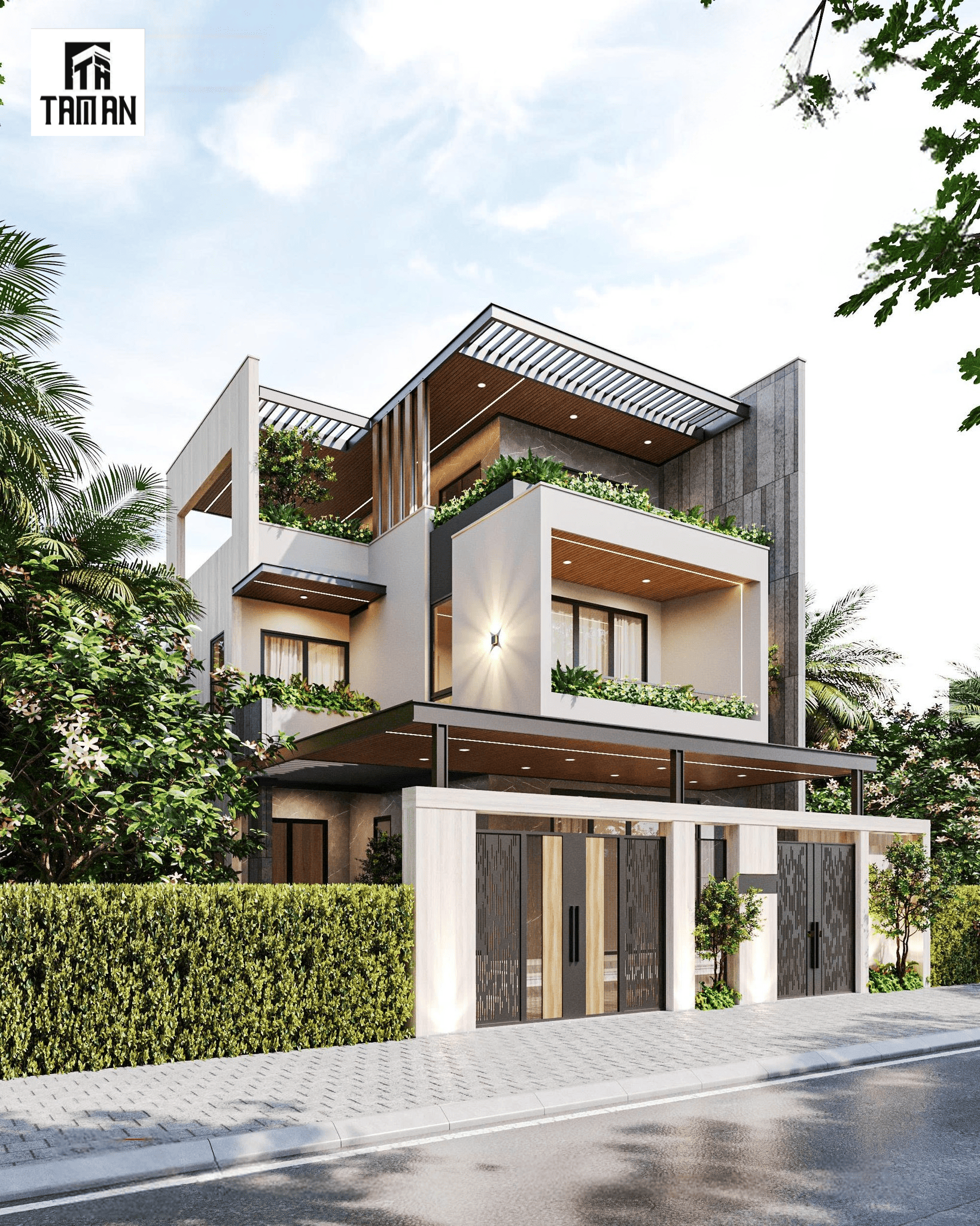 Những mảng xanh được lồng ghép vào ngôi nhà tạo ra không gian sống trong lành đồng thời hài hòa với cảnh quan thiên nhiên xung quanh