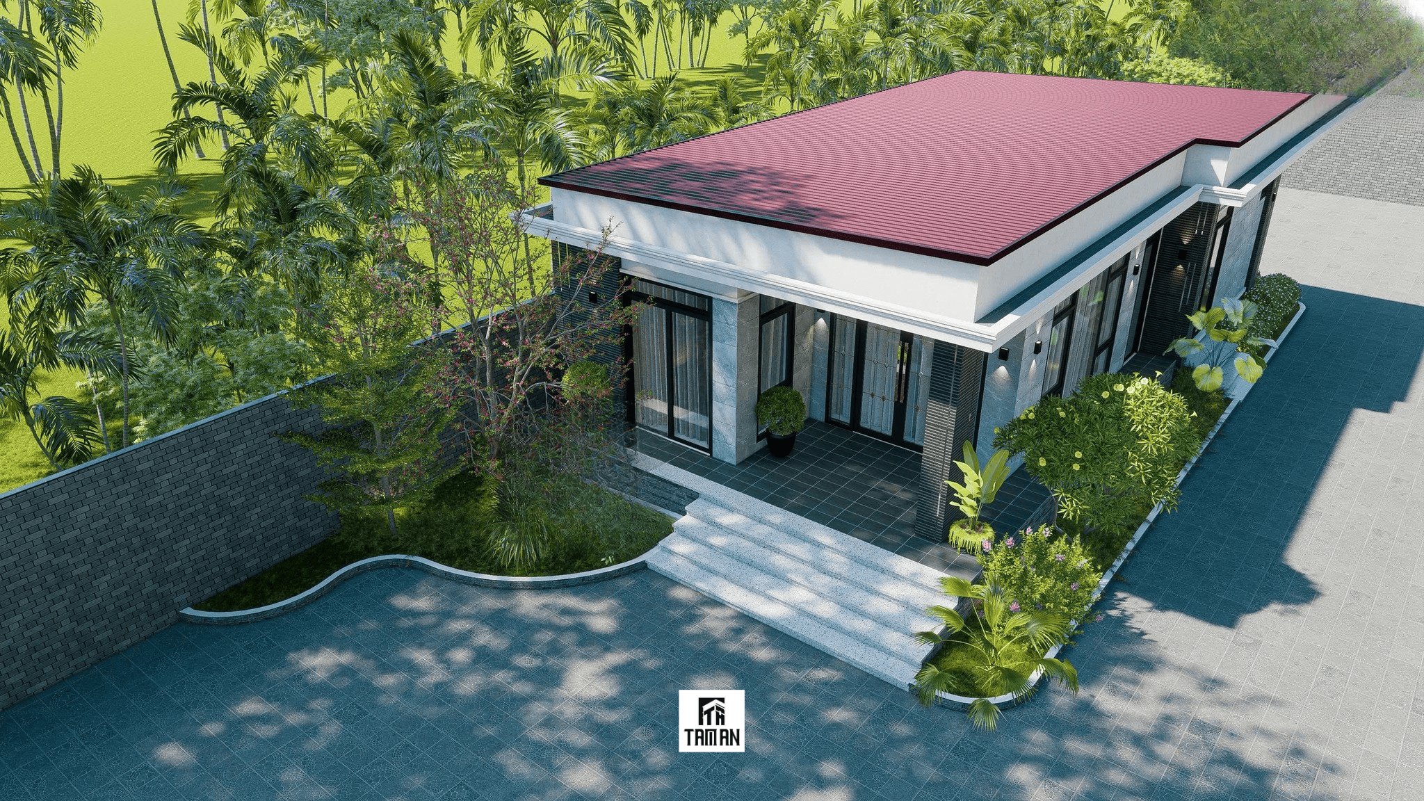 Ánh sáng tự nhiên đi vào ngôi nhà qua hệ cửa kịch trần cỡ lớn