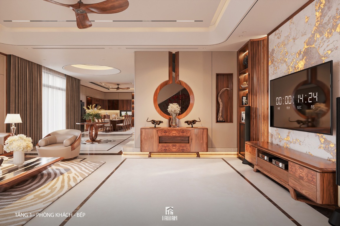 Chất liệu gỗ đem lại cảm giác ấm cúng, thân thiện cho không gian