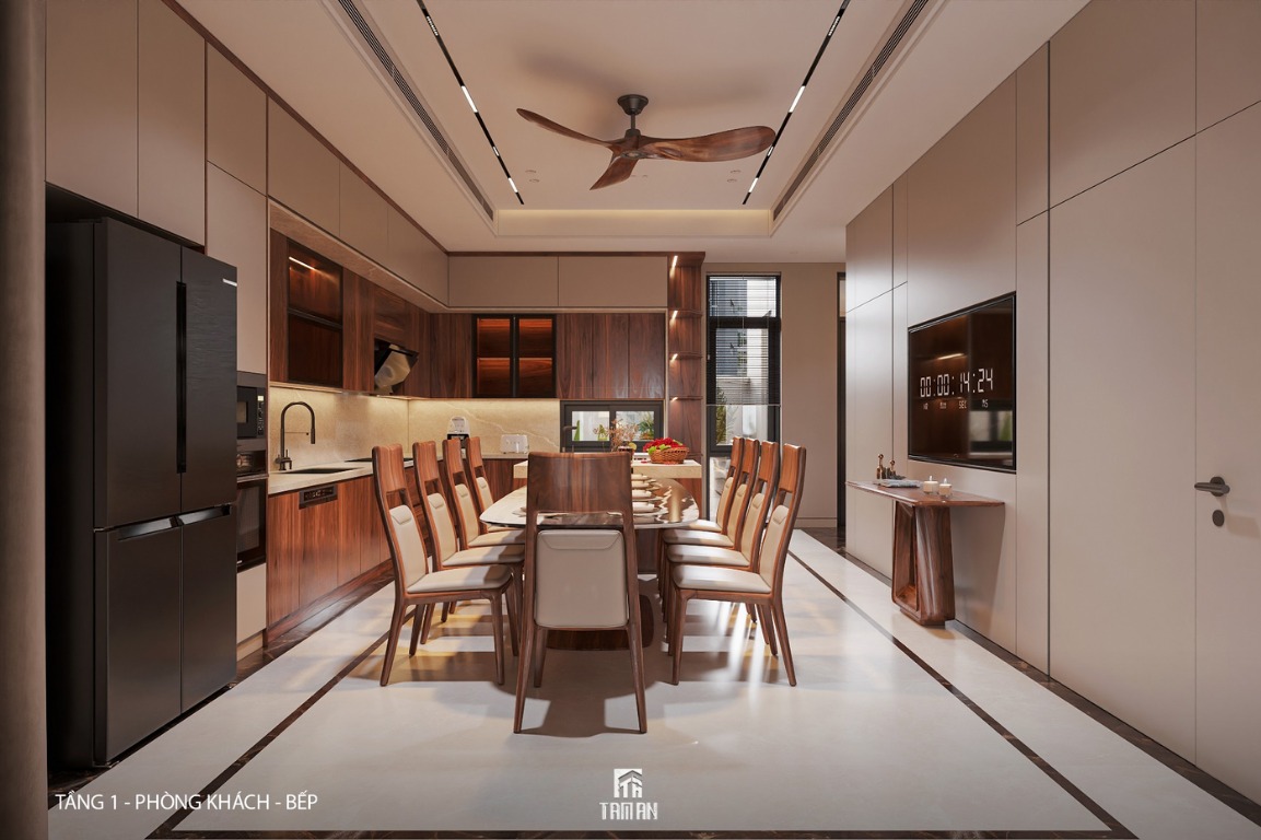 Chất liệu gỗ được ứng dụng trong không gian bếp 