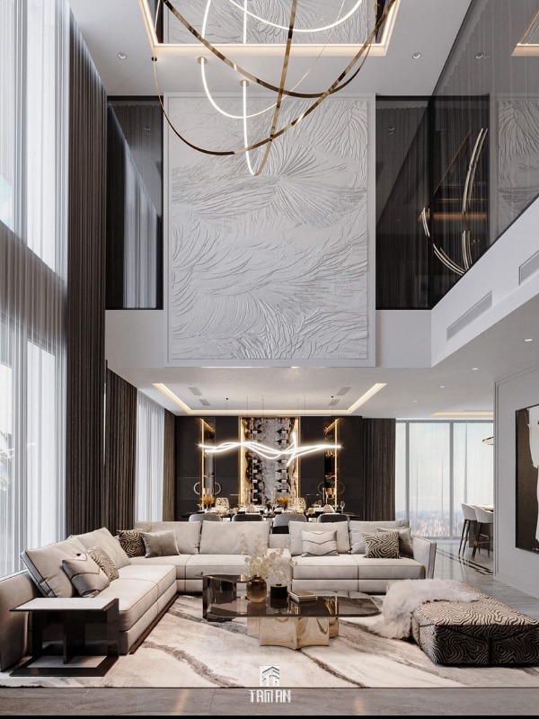 Sự kết hợp của đá marble và các chi tiết kim loại giúp tổng thể sang trọng, tinh tế