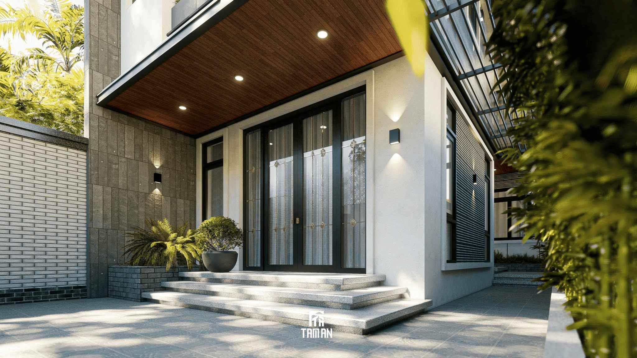 Hệ kính kịch trần giúp ngôi nhà luôn tràn ngập ánh sáng tự nhiên