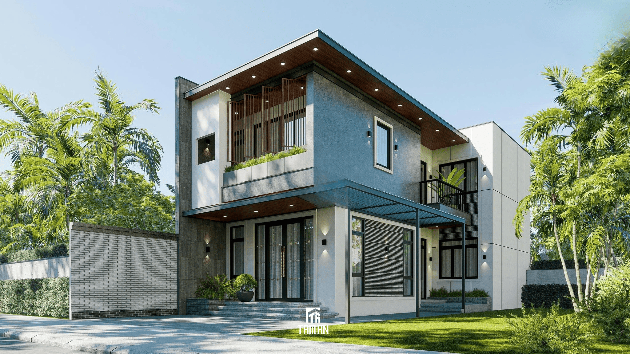 Hệ lam gỗ là giải pháp tối ưu ánh sáng và đảm bảo tính thẩm mỹ cho tầng 2